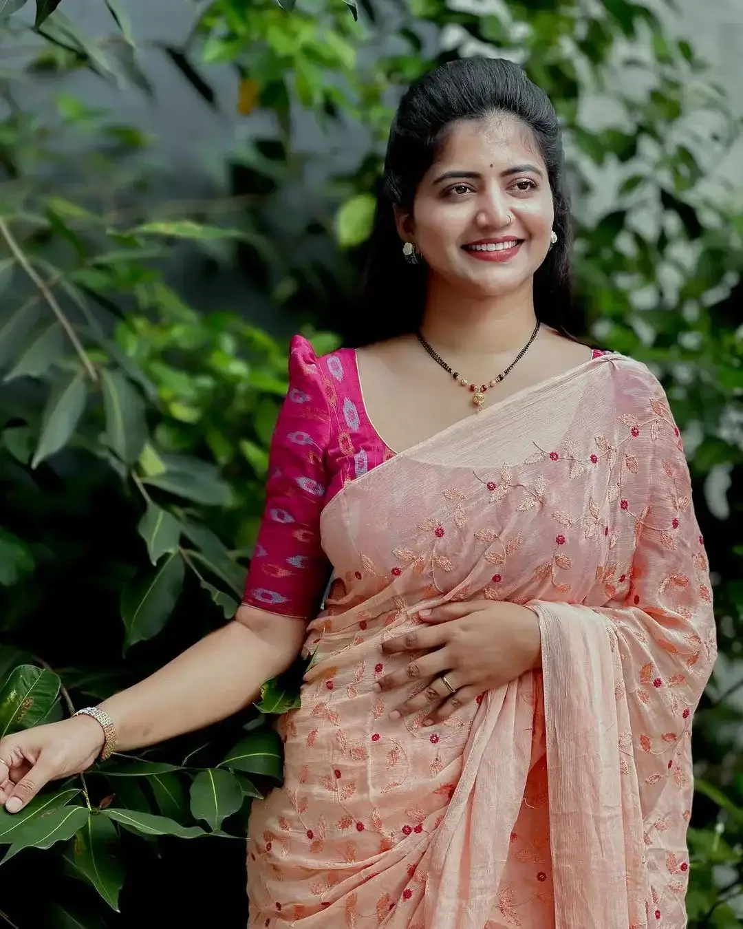 Hyderabad TV Actress Shiva Jyothi in Pink Saree